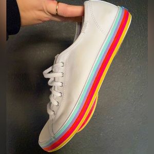KATE SPADE x KEDS rainbow white canvas lace shoes sz 8